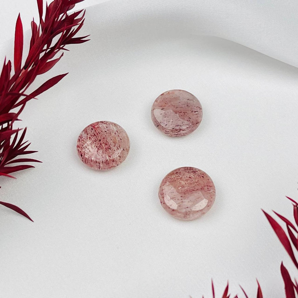 Бусины для украшений из Клубничного кварца (3 шт)