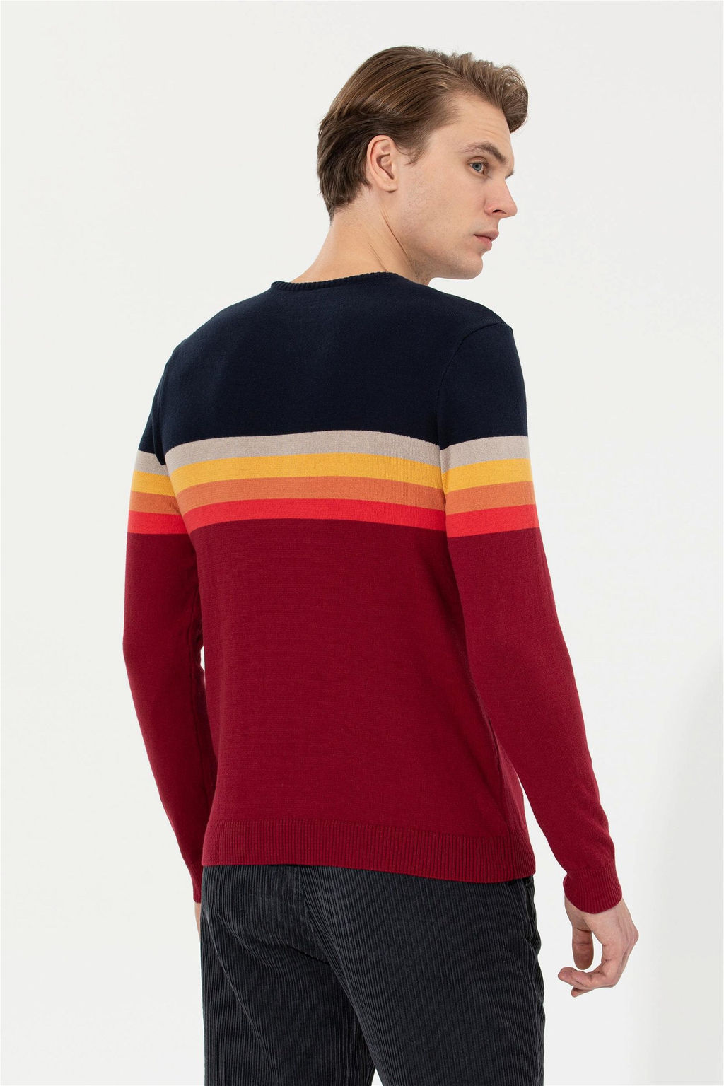 Мужской трикотажный свитер вишневого цвета с круглым вырезом Неожиданная скидка в корзине - U.s. polo assn фото 5