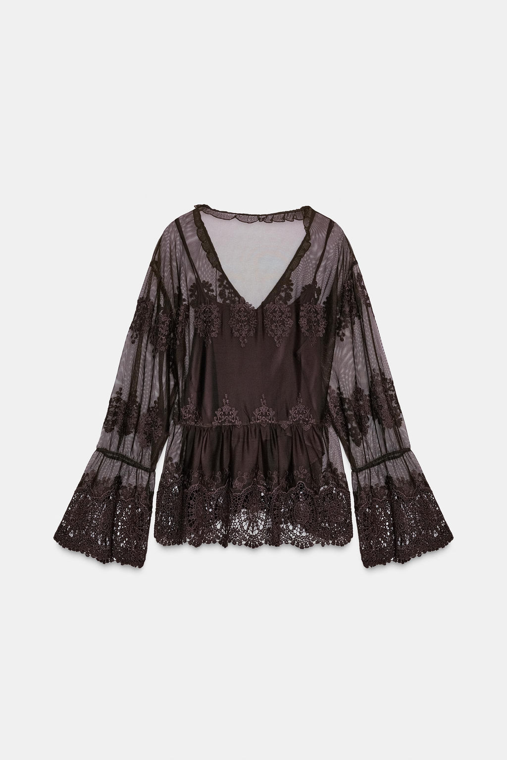 EMBROIDERED TULLE BLOUSE - Zara фото 7