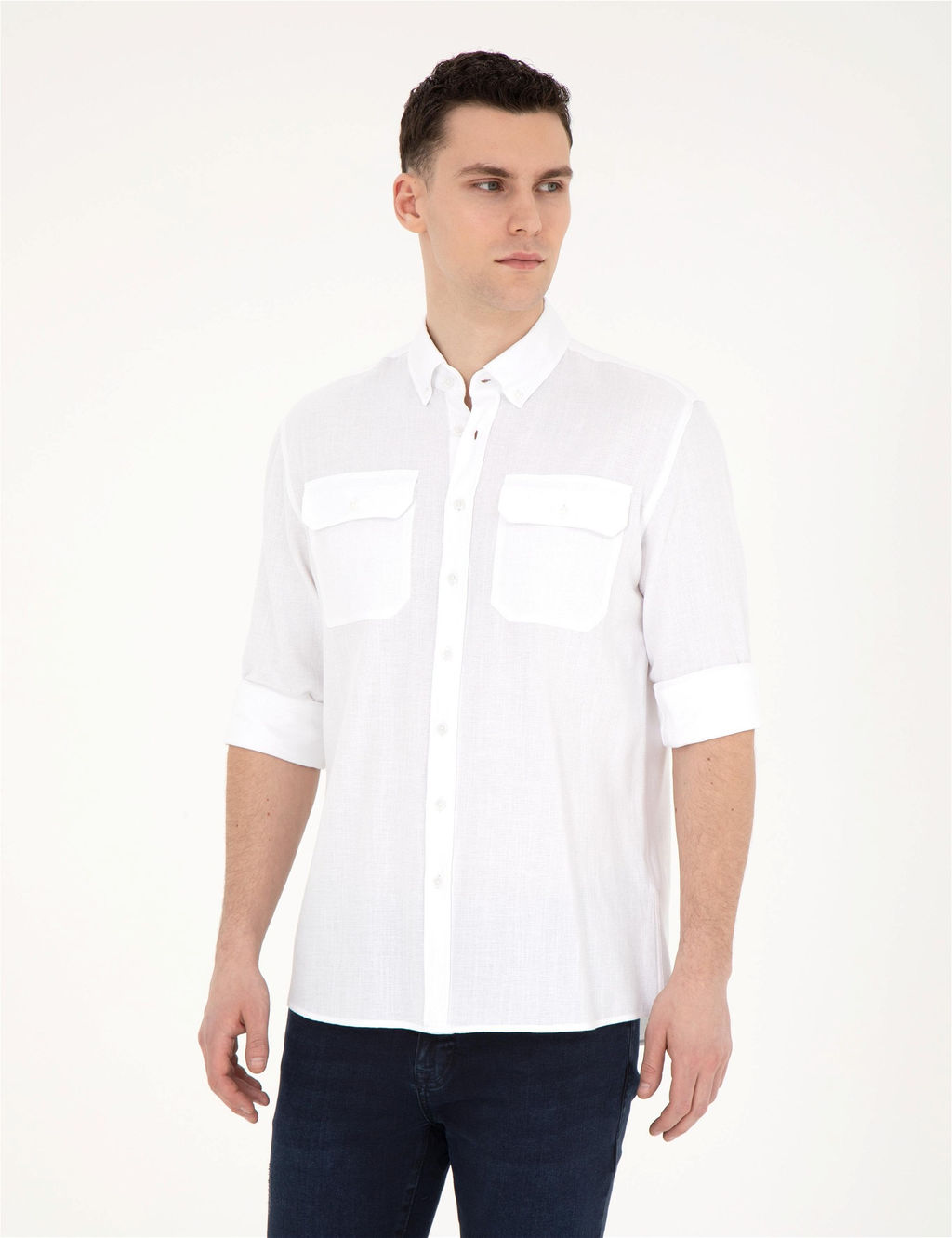 Beyaz Regular Fit Uzun Kollu G_mlek - Pierre cardin фото 3