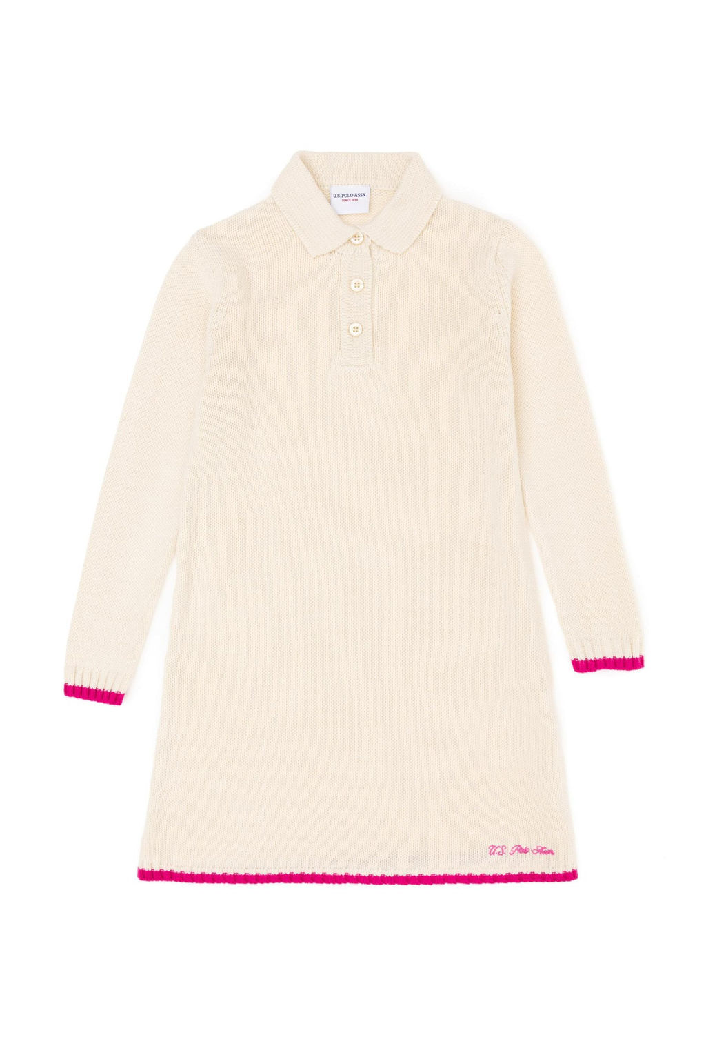 Кремовое трикотажное платье для девочки - U.s. polo assn фото 3