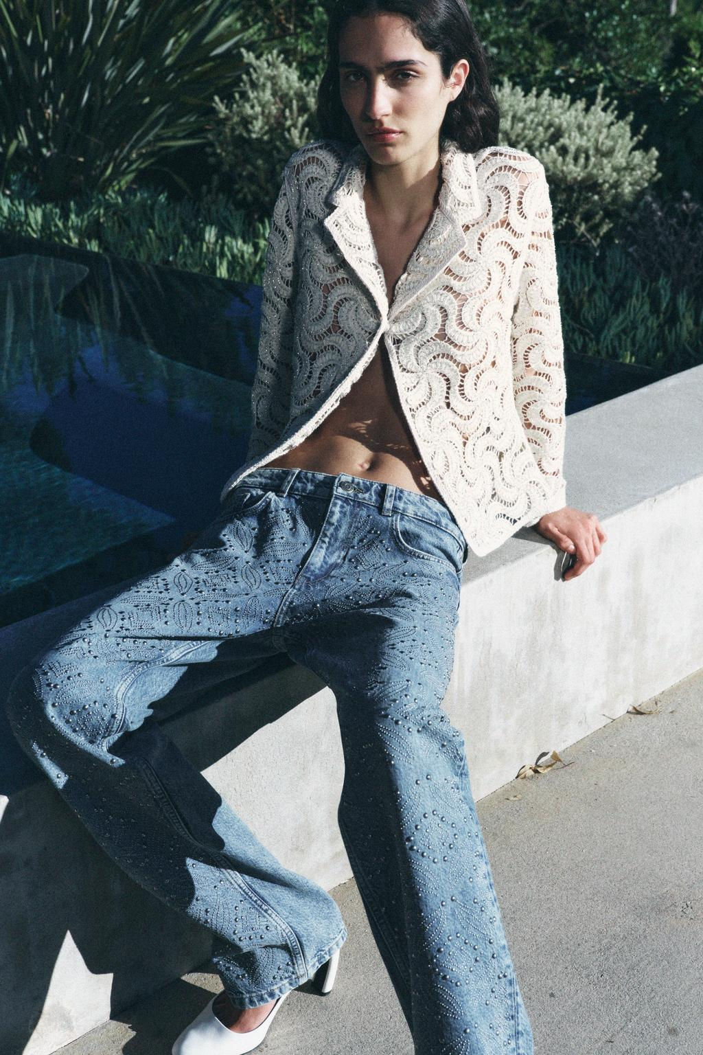 BEADED OPEN KNIT BLAZER - Zara фото 2