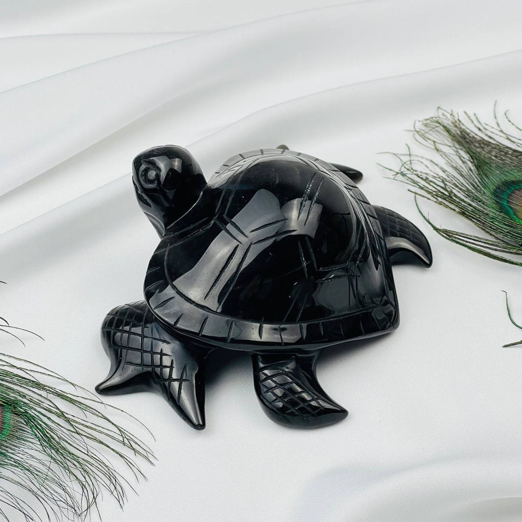 Фигурка резная "Черепаха" из серебристого Обсидиана