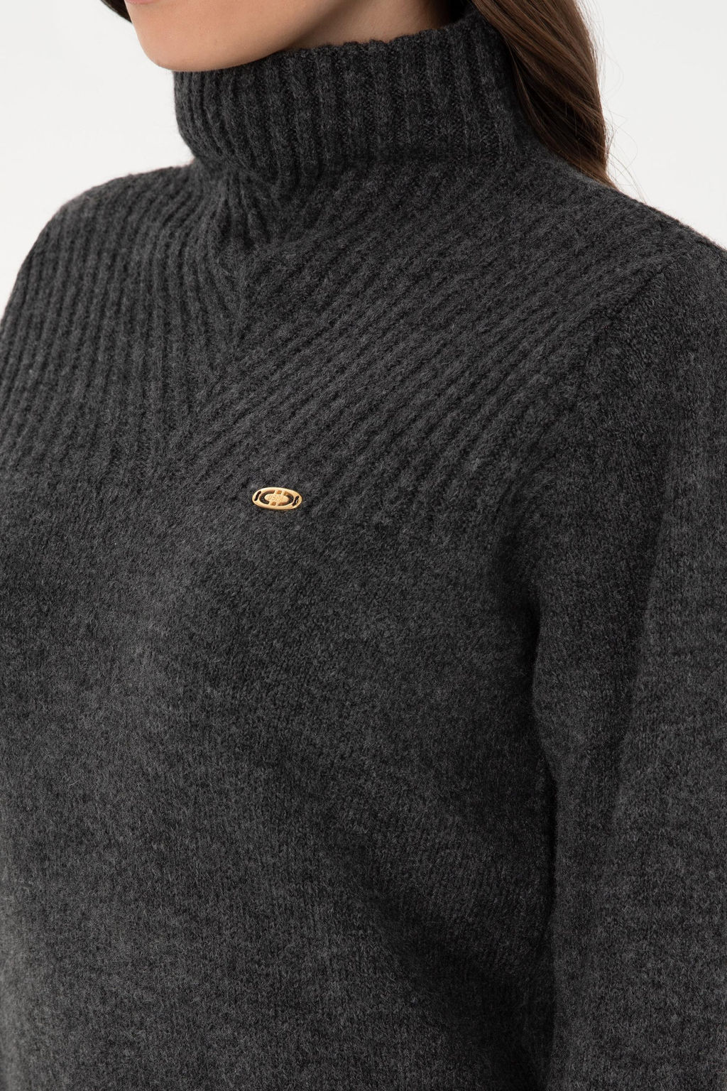 Женская водолазка антрацитового меланжевого цвета Неожиданная скидка в корзине - U.s. polo assn фото 6