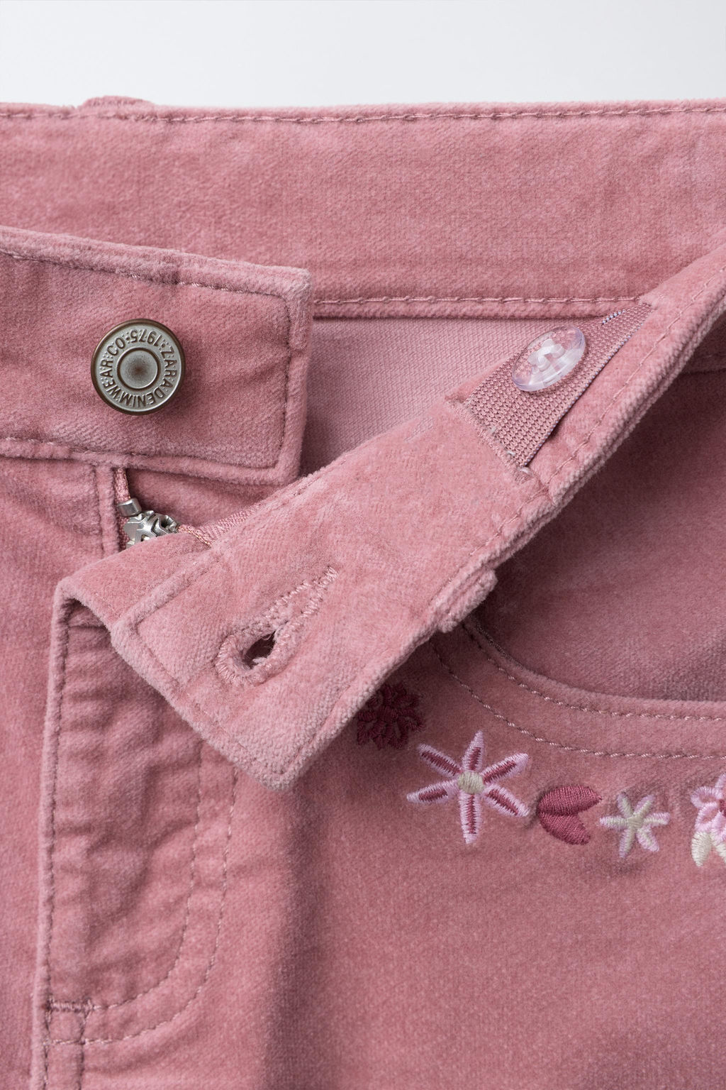 VELVET TROUSERS WITH EMBROIDERED FLOWERS - Zara фото 4