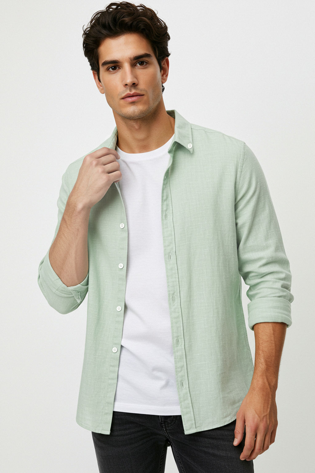 Trendyolmilla Man Yesil Regular Erkek Gomlek TMNSS25GO00000  фото 6