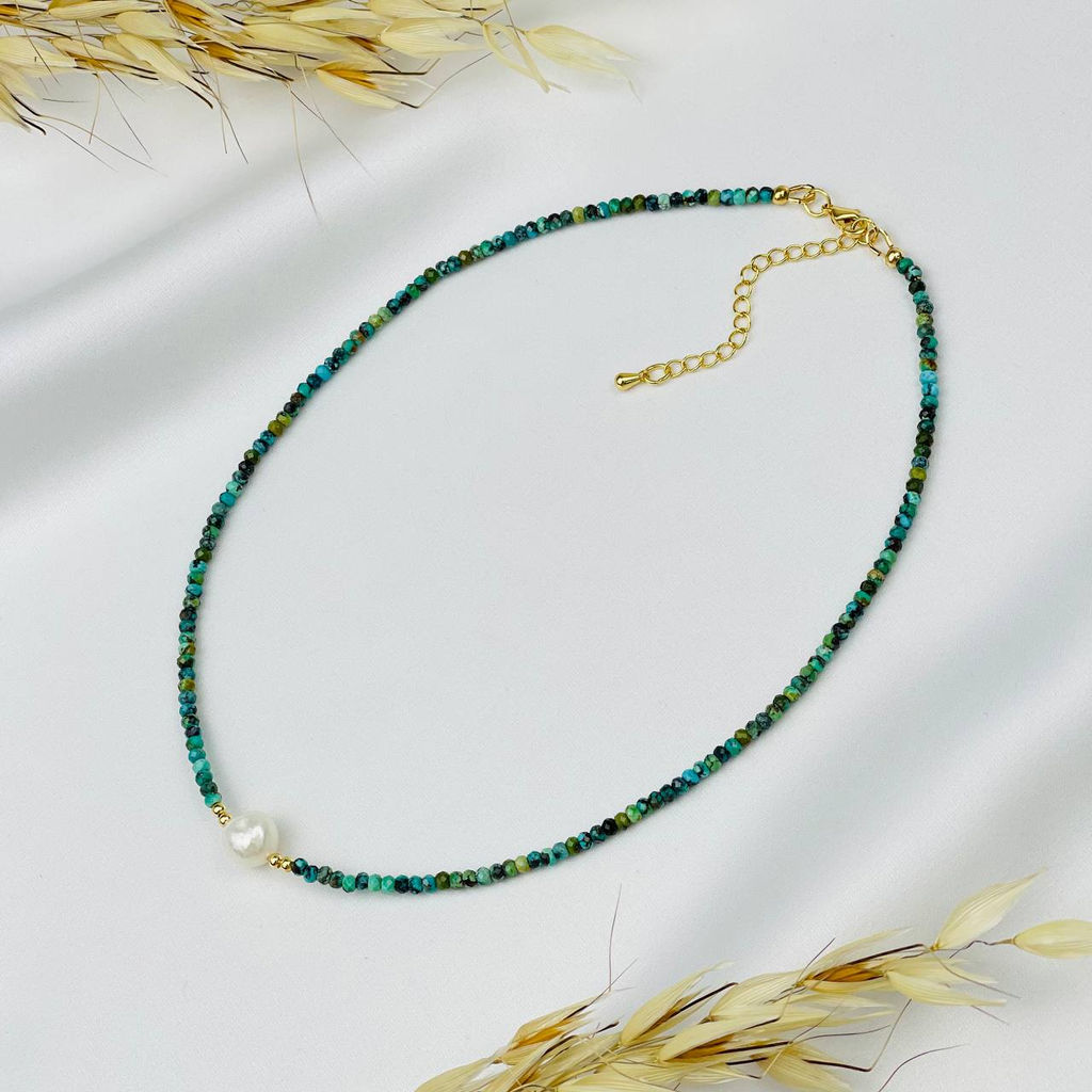 Колье из Бирюзы и Жемчуга 42 см +