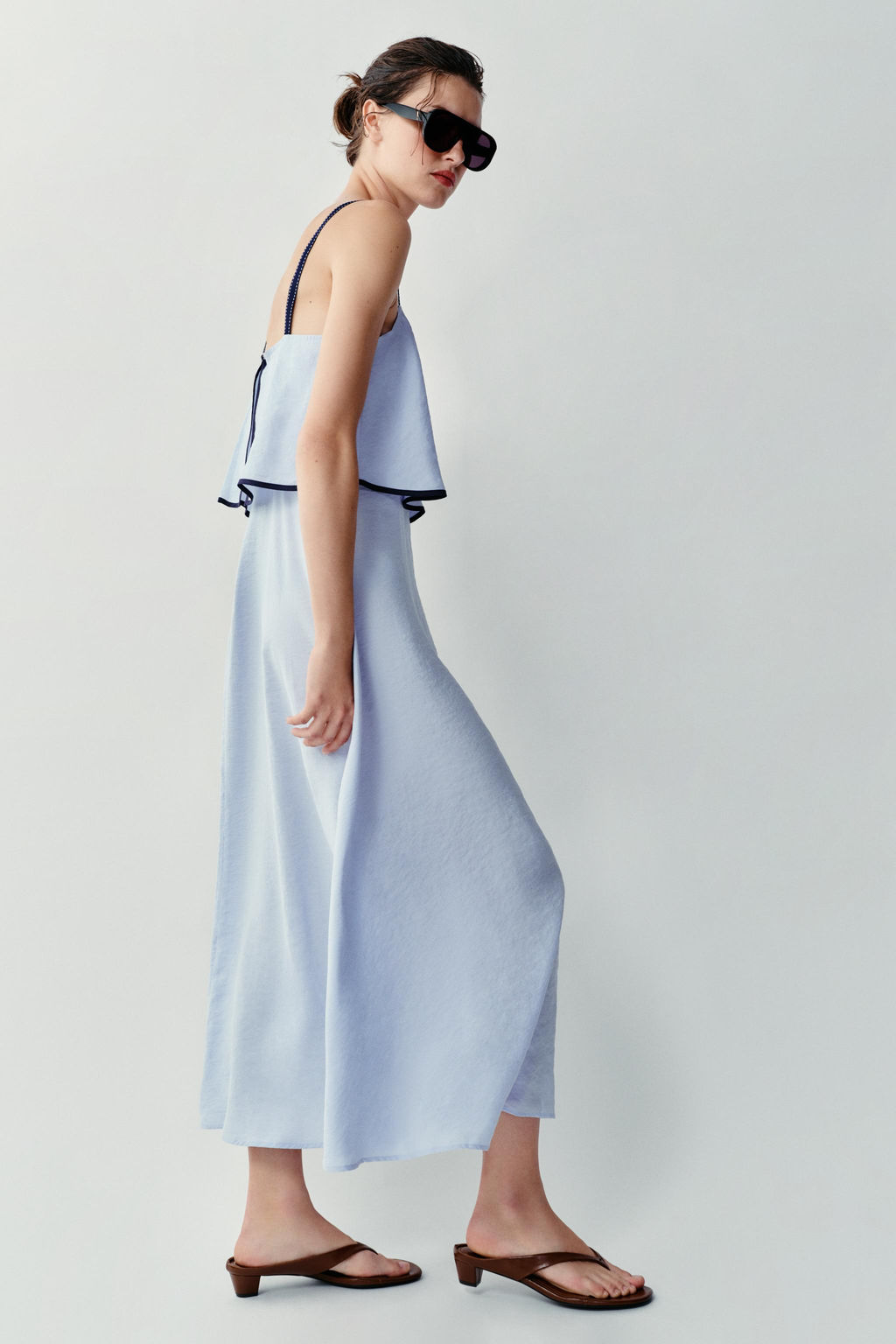 VESTIDO MIDI COMBINADO / Azul claro - Zara фото 5