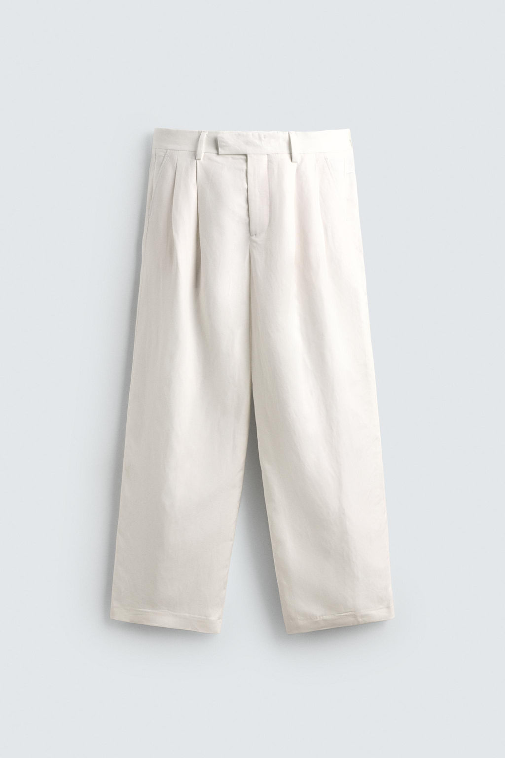PANTAL?N RELAXED FIT TRAJE VISCOSA - LINO / Blanco - Zara фото 5