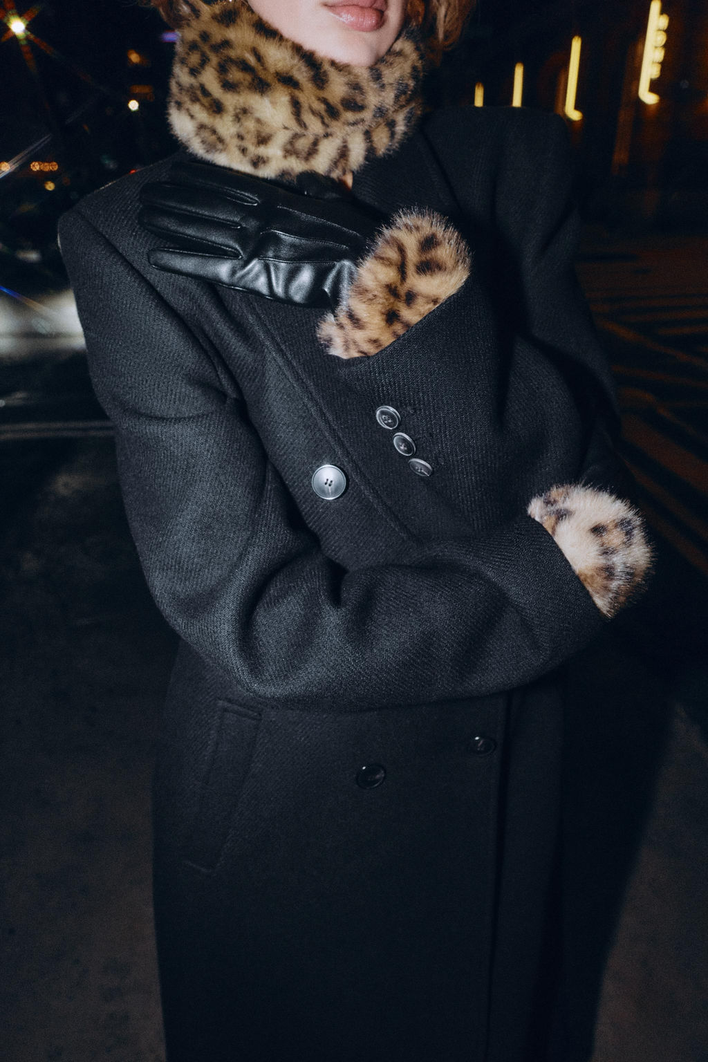 FAUX LEATHER FAUX FUR ANIMAL PRINT GLOVES - Zara фото 2