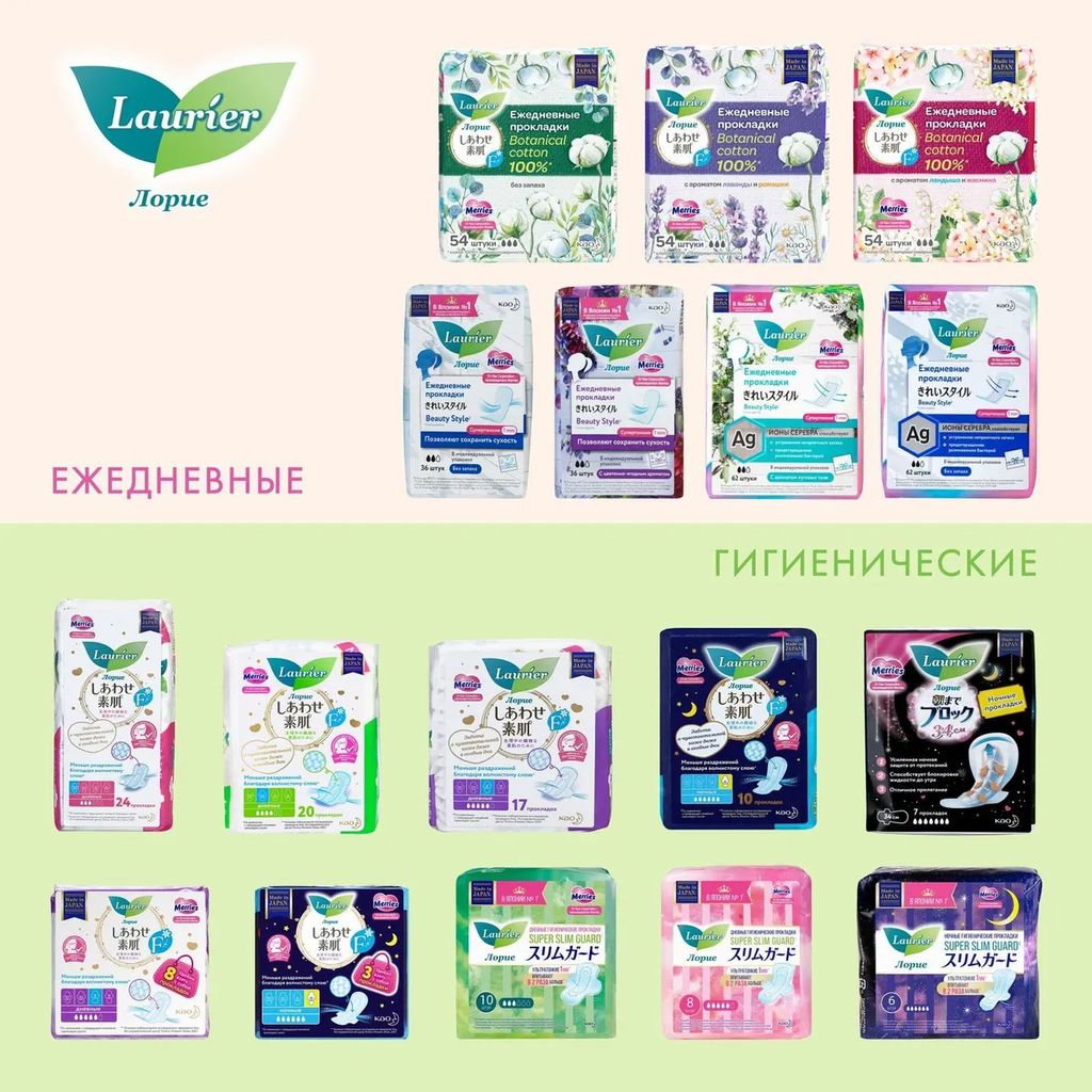 Женские ночные гигиенические прокладки с крылышками 34 см 7 шт / Laurier Super Absorbent  фото 8