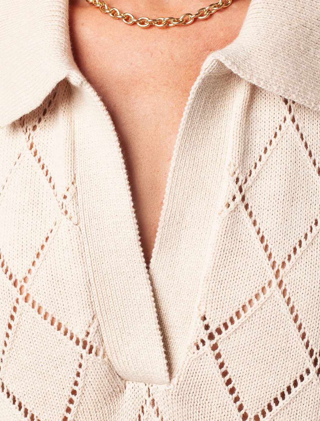 VILATTE / Удлиненный джемпер узорной вязки из 100% хлопка  фото 4