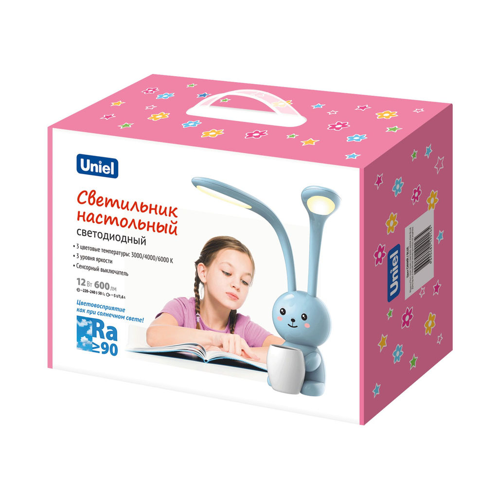 ULM-D160 12W/3000-6000K/DIM BLUE Светильник настольный светодиодный Заяц, с подставкой под канцелярские принадлежности. Сенсорный выключатель. Диммер. Синий. TM Uniel - Volpe фото 14