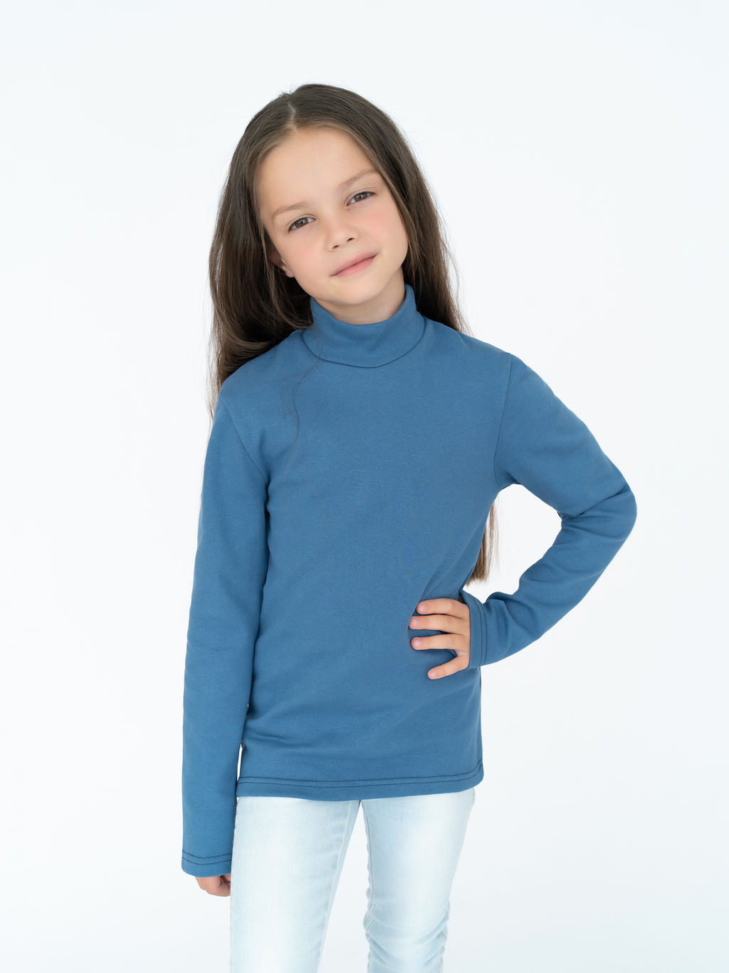 Джемпер-водолазка джинс 645 (122, 64)