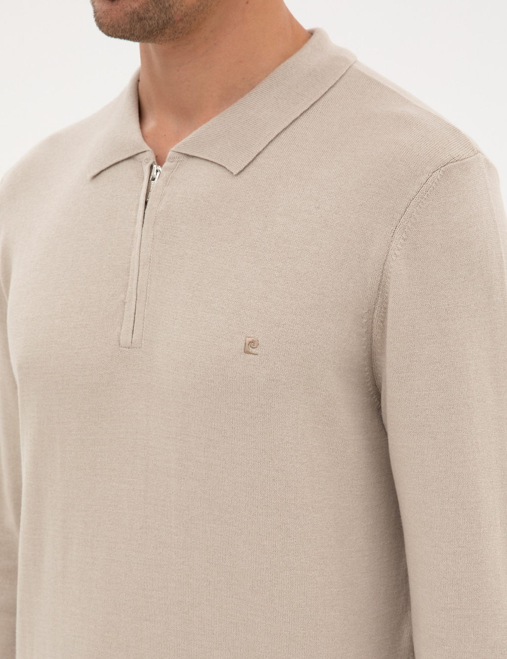 Kum Melanj Slim Fit Polo Yaka Fermuarl_ Basic Triko Kazak - Pierre cardin фото 7
