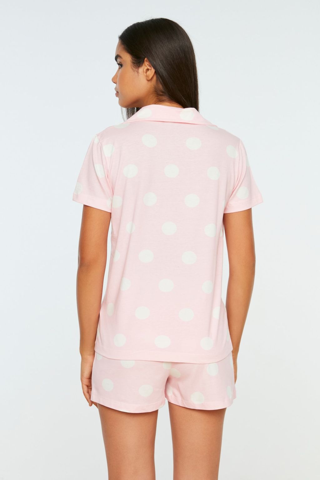 Trendyolmilla Somon %100 Pamuklu Puantiyeli Sortlu Orme Pijama Tak?m? THMSS20PT0077 фото 5