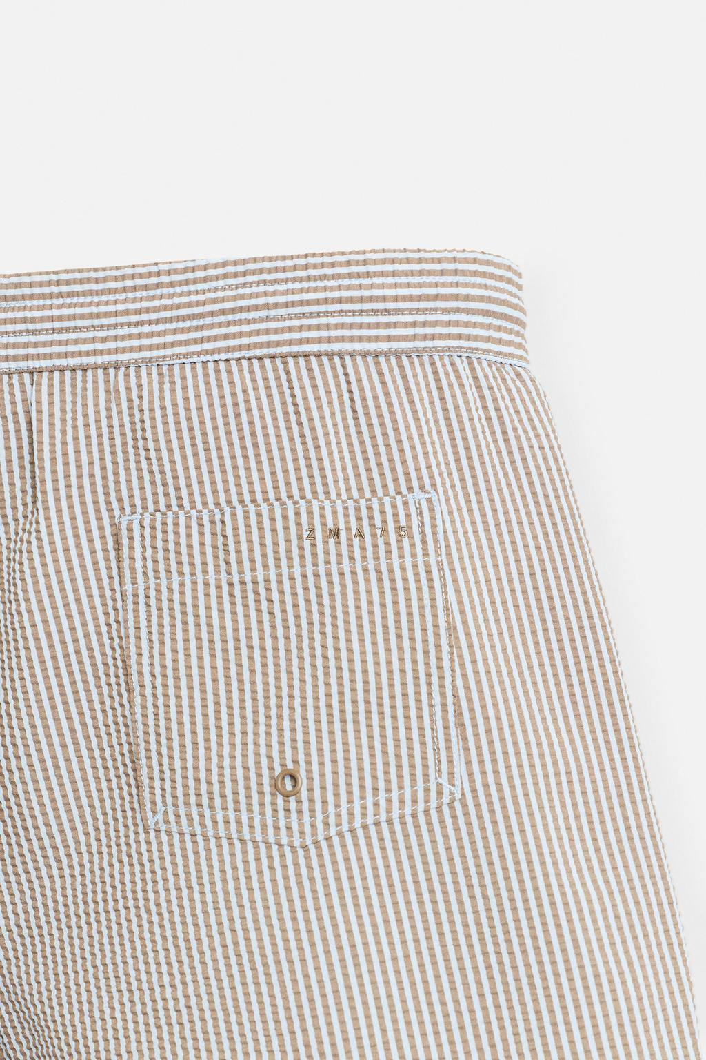 SEERSUCKER MID-LENGTH SWIMMING TRUNKS - Zara фото 6