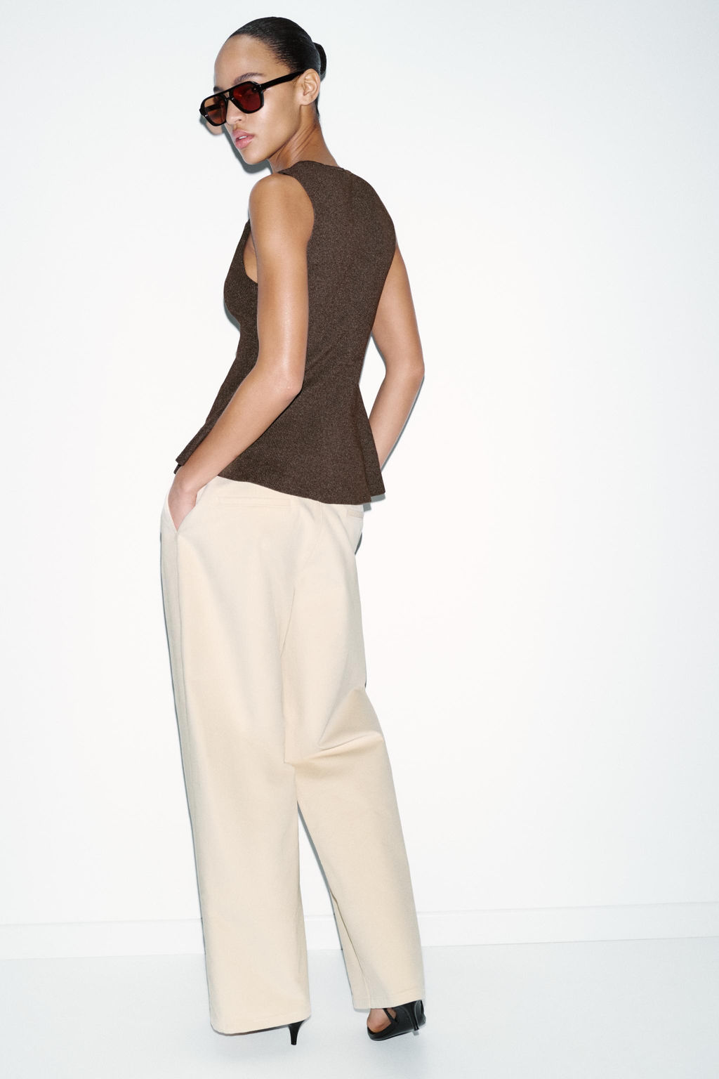RIB PEPLUM BUTTON TOP - Zara фото 16