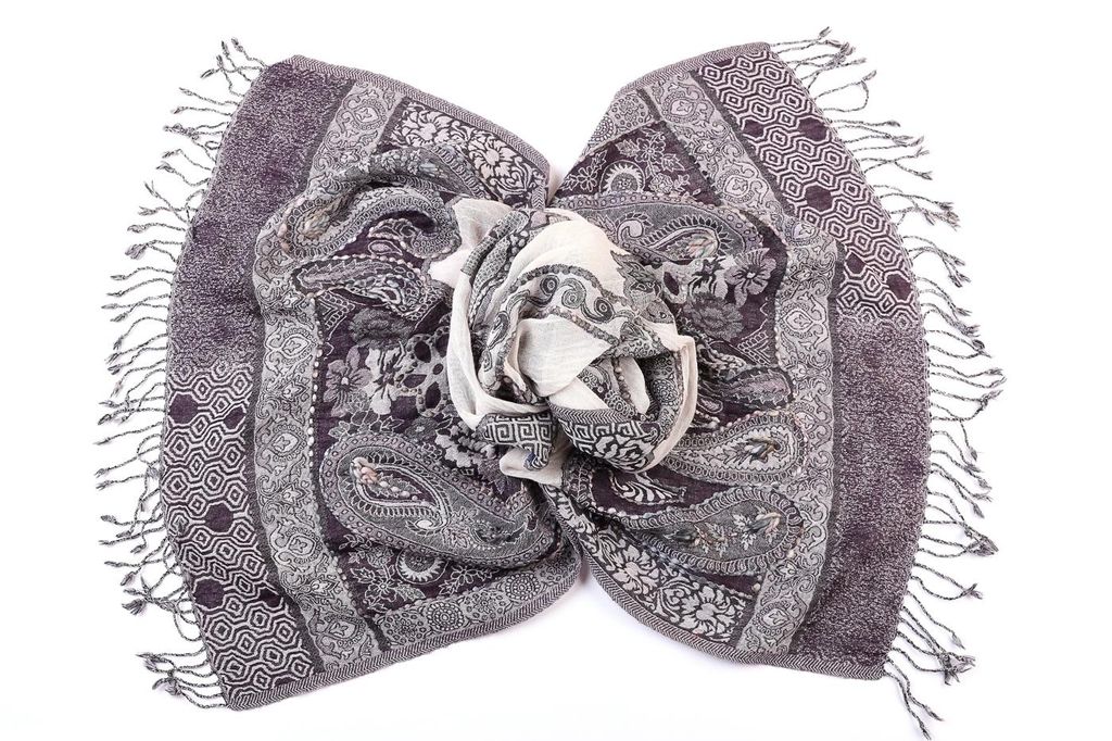 Палантин с вышивкой (шерсть вареная) в ассортименте №Тк903/18 - Ганг фото 2