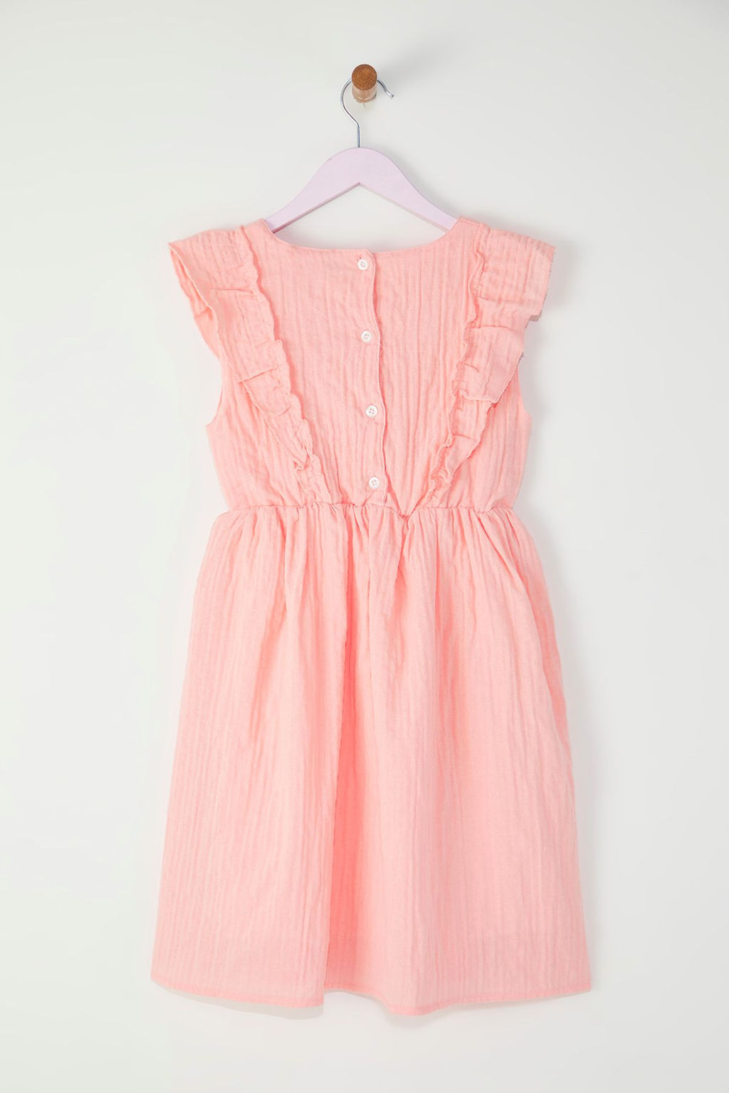 Somon K?z Cocuk %100 Pamuk F?rf?r Detayl? Kolsuz K?sa Dokuma Elbise TKDSS25EL00060 - Trendyolmilla фото 3