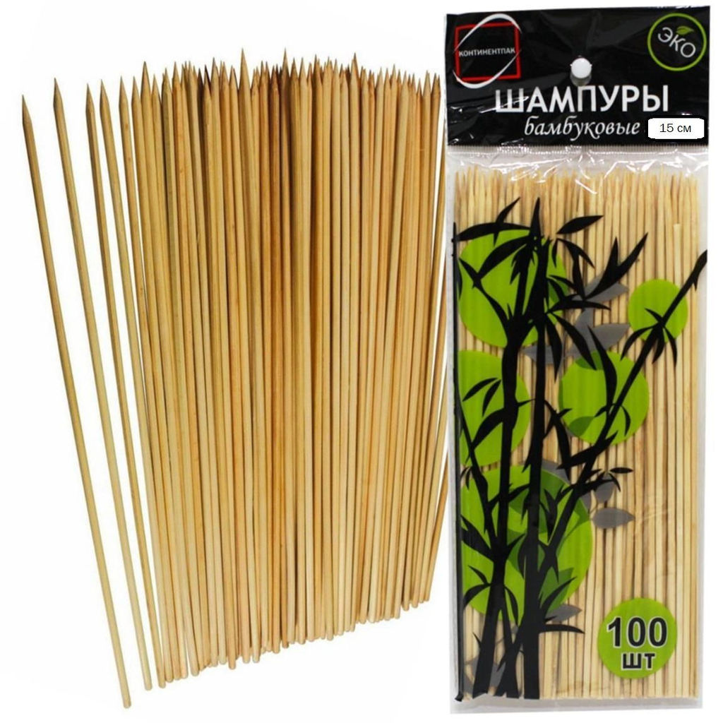 Шампуры бамбуковые Family 15 см набор 100 шт  фото 2