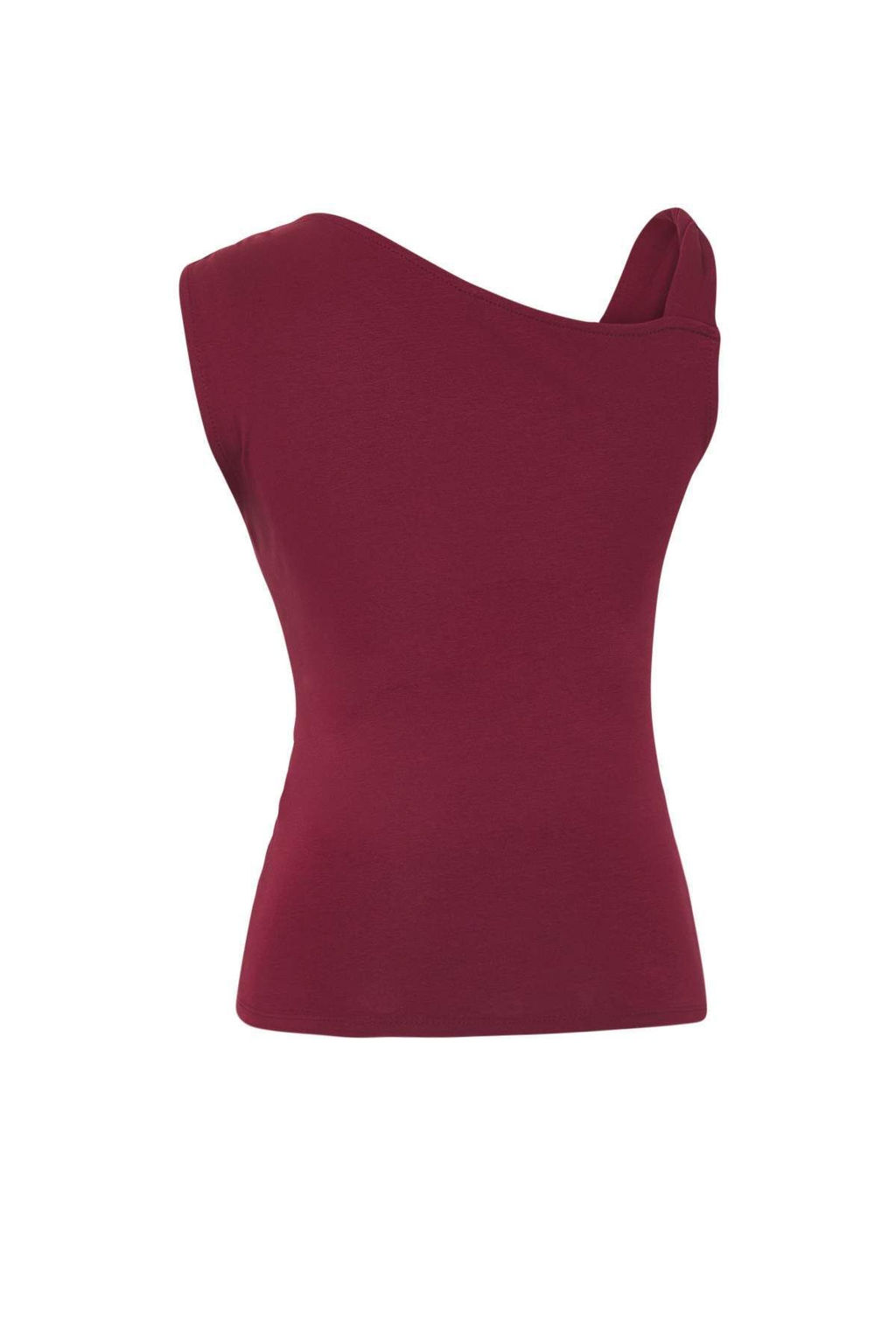 Bordo Kol Burgu Detayl? Buzgulu Asimetrik Yaka Esnek Orme Bluz TWOSS25BZ00569