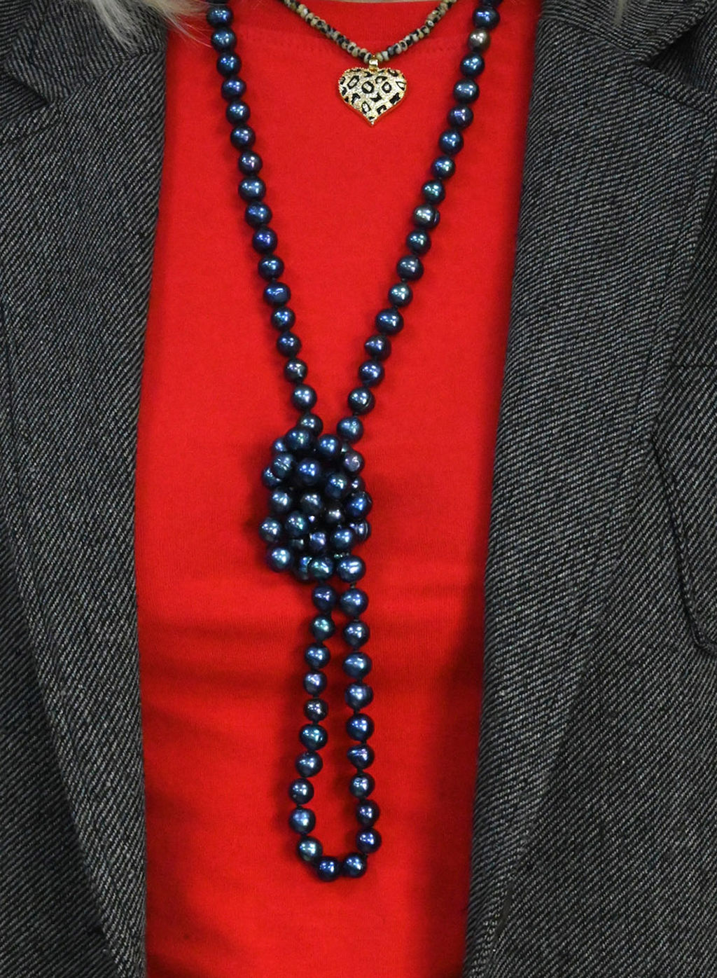 Бусы длинные из жемчуга шарик 8мм цвет черный, 110см