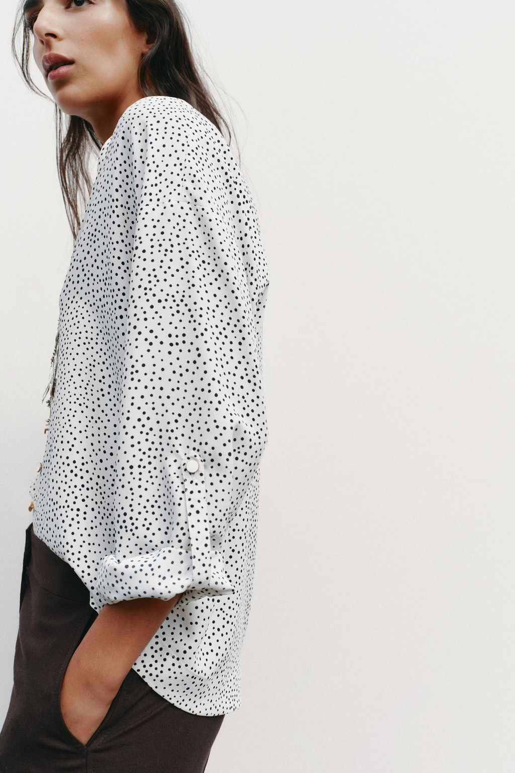 POLKA DOT ROLL-UP SLEEVE SHIRT - Zara фото 4