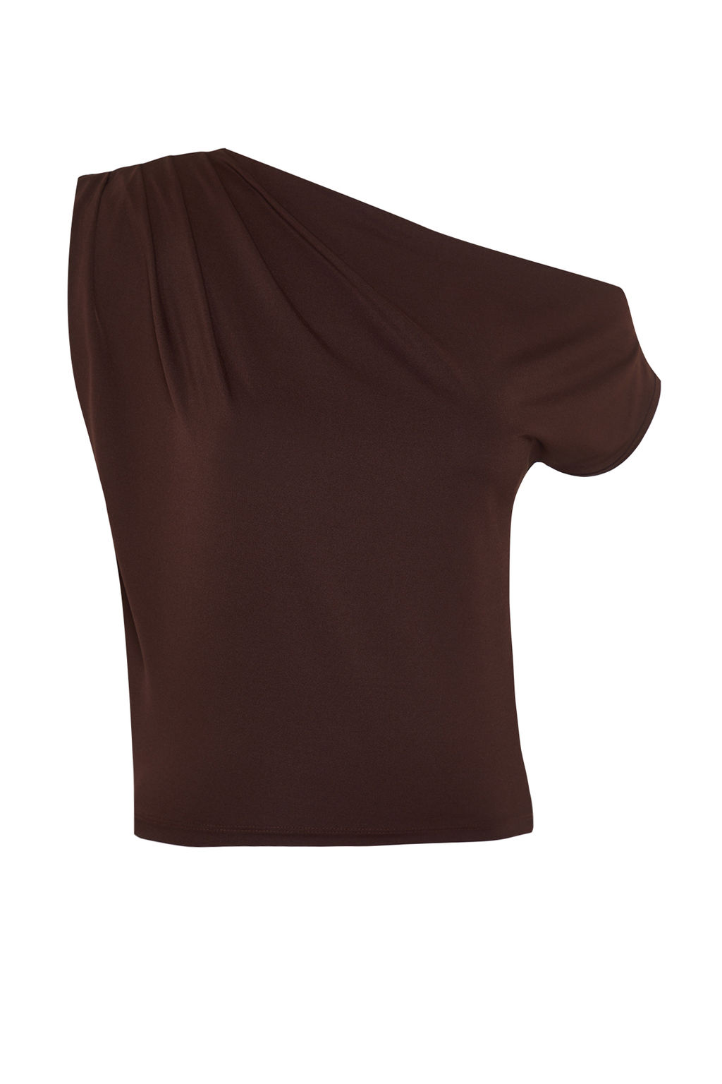 Kahverengi Regular/Normal Kal?p Asimetrik Yaka S?f?r Kol C?tc?tl? Esnek Orme Bluz TWOSS24BZ00396