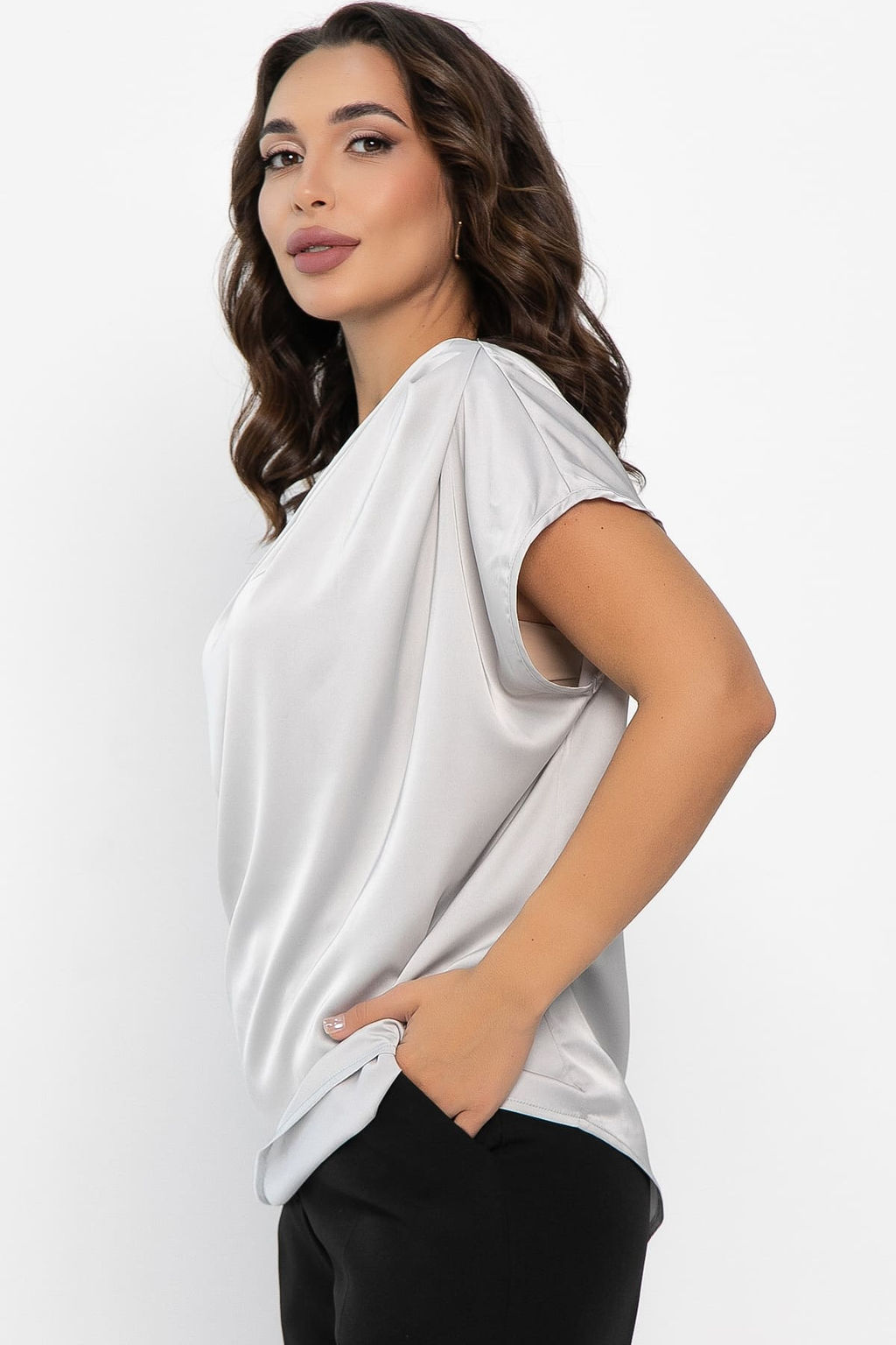 Блуза Маркиза (серая) Б14147-30М - Lt collection фото 3