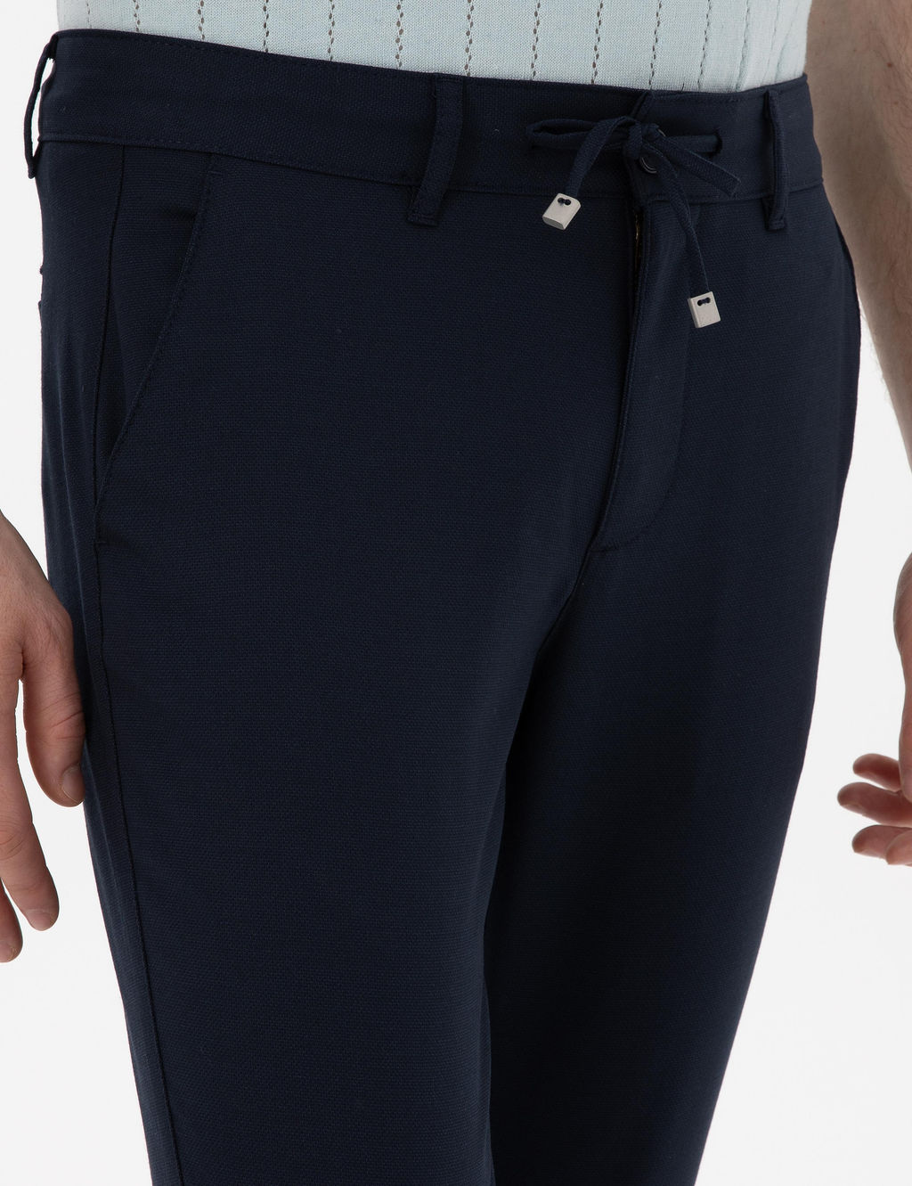 Lacivert Slim Fit Kanvas Pantolon