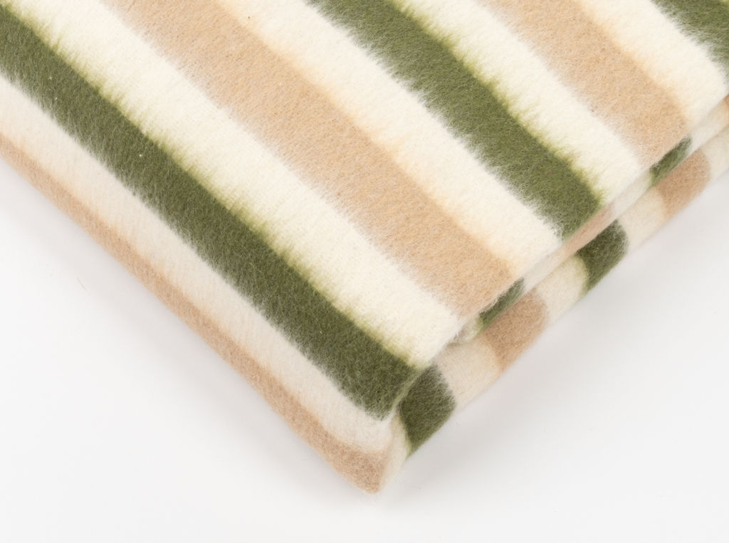 Одеяло байковое 80% 140*205 беж-зел полоса (ВВТ)
