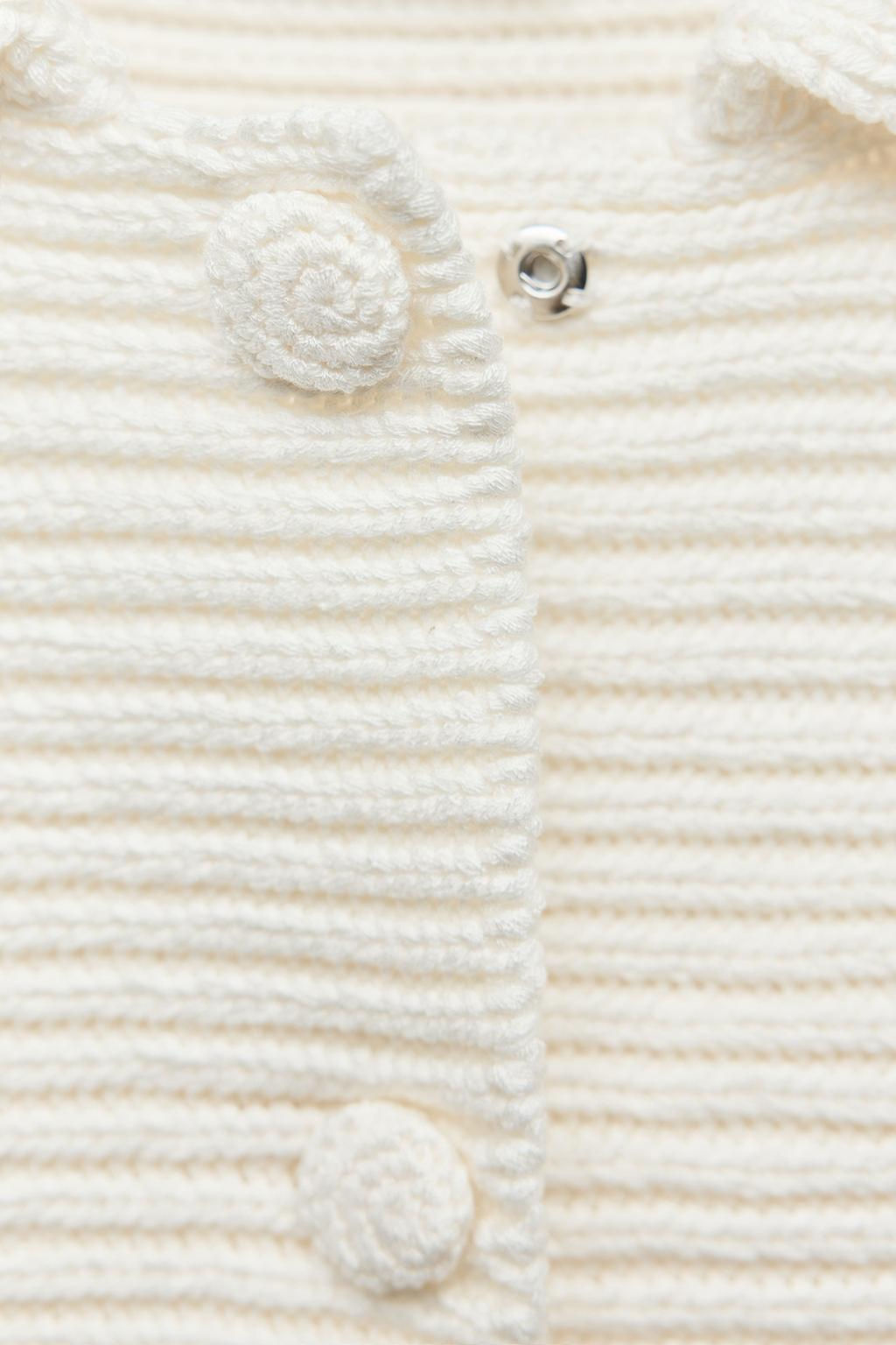 CHUNKY KNIT CARDIGAN WITH PETER PAN COLLAR - Zara фото 12