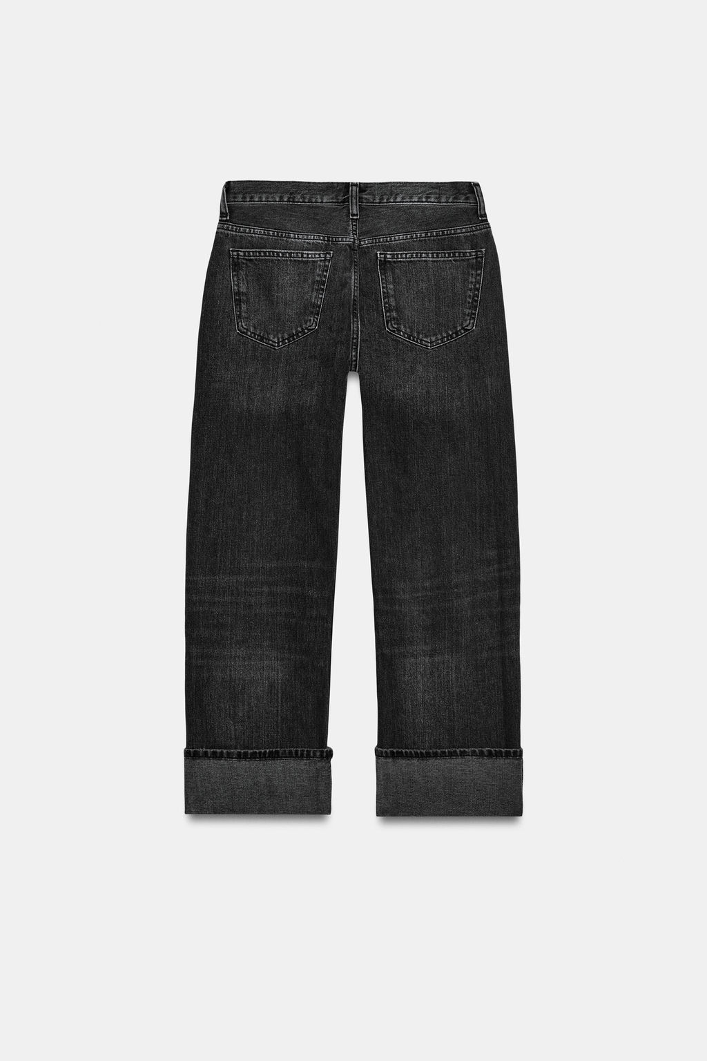 JEANS TRF RECTOS FOLD UP TIRO MEDIO / Negro - Zara фото 7