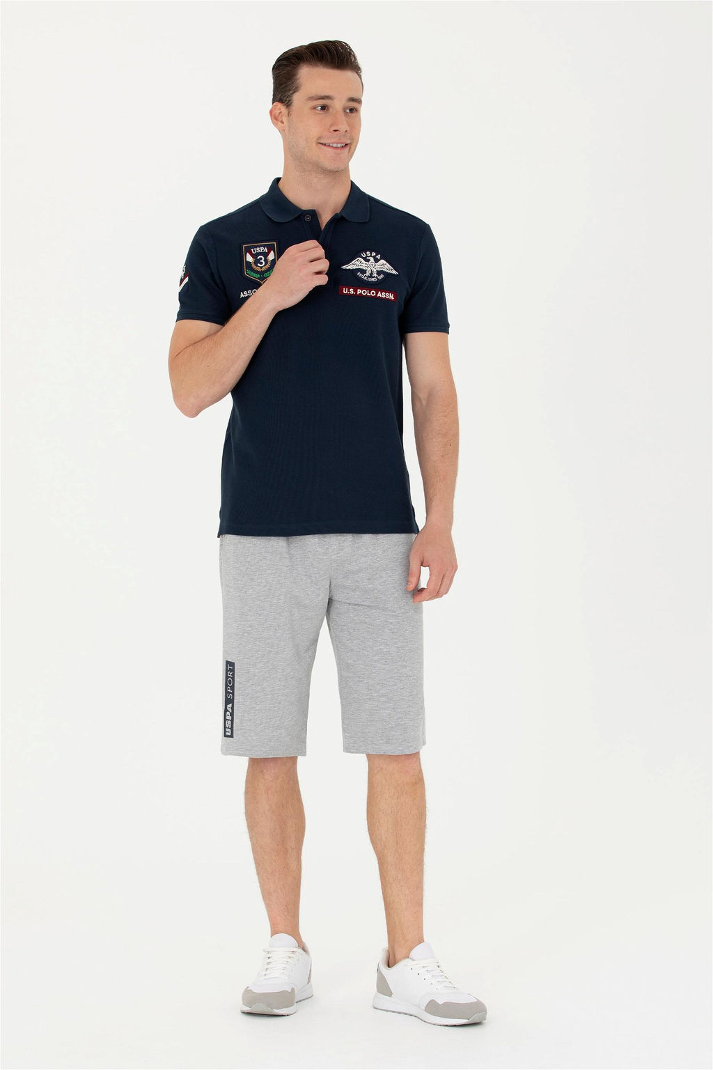 Мужская темно-синяя футболка с воротником-поло - U.s. polo assn фото 4