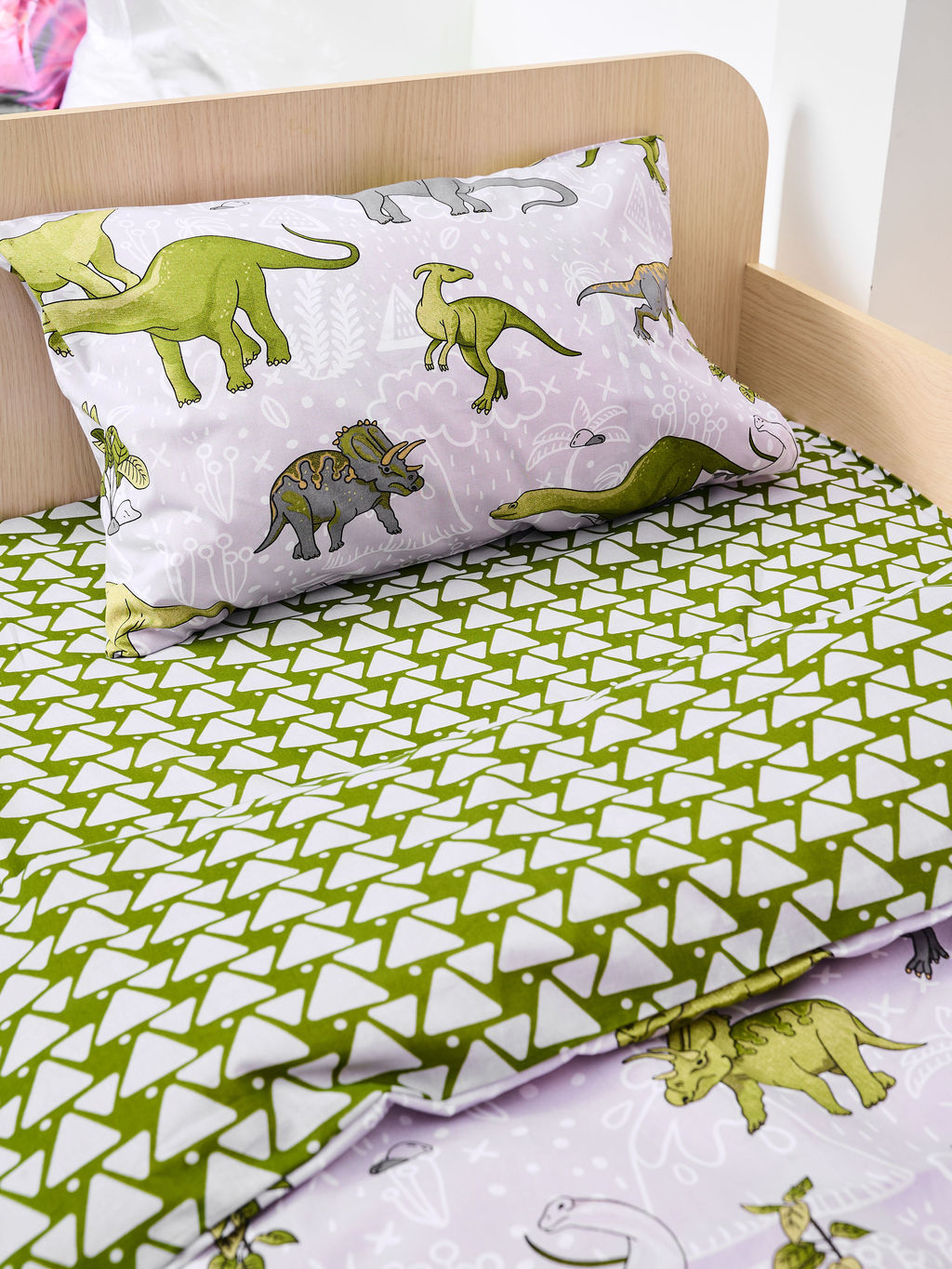 Постельное белье детское поплин с простыней на резинке - Юрский период 145*112; 80*160*20; 40*60