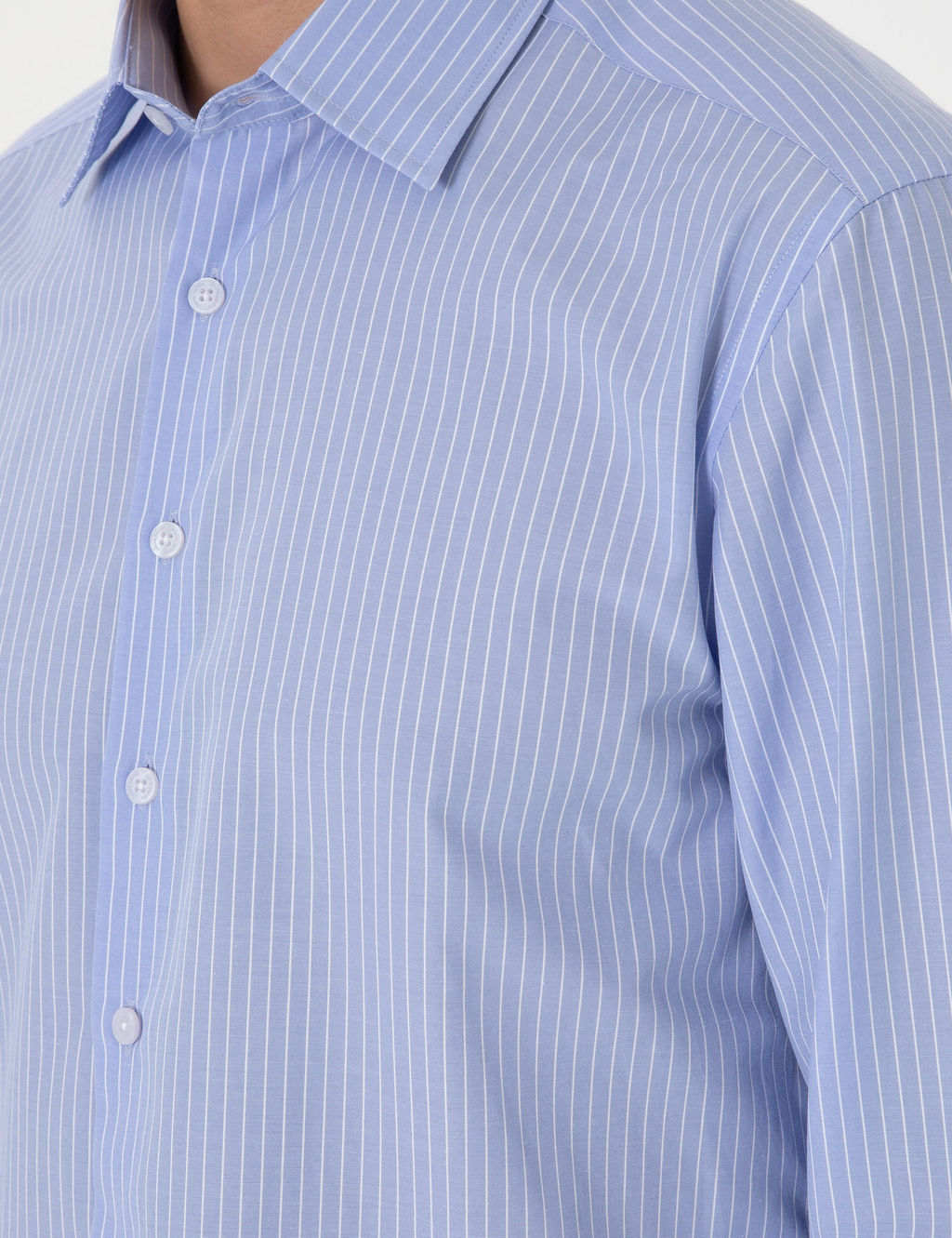 A__k Mavi Slim Fit _izgili Uzun Kollu G_mlek - Pierre cardin фото 7