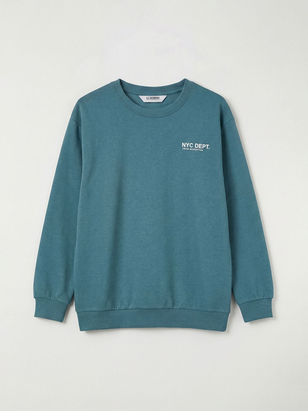 Bisiklet Yaka NYC Bask?l? Erkek ?ocuk Sweatshirt