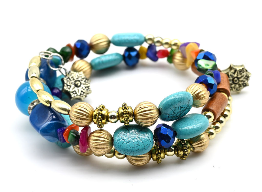 Браслет на пружинке Лето с агатом тонированным цв.зеленый Радуга камня  фото 8