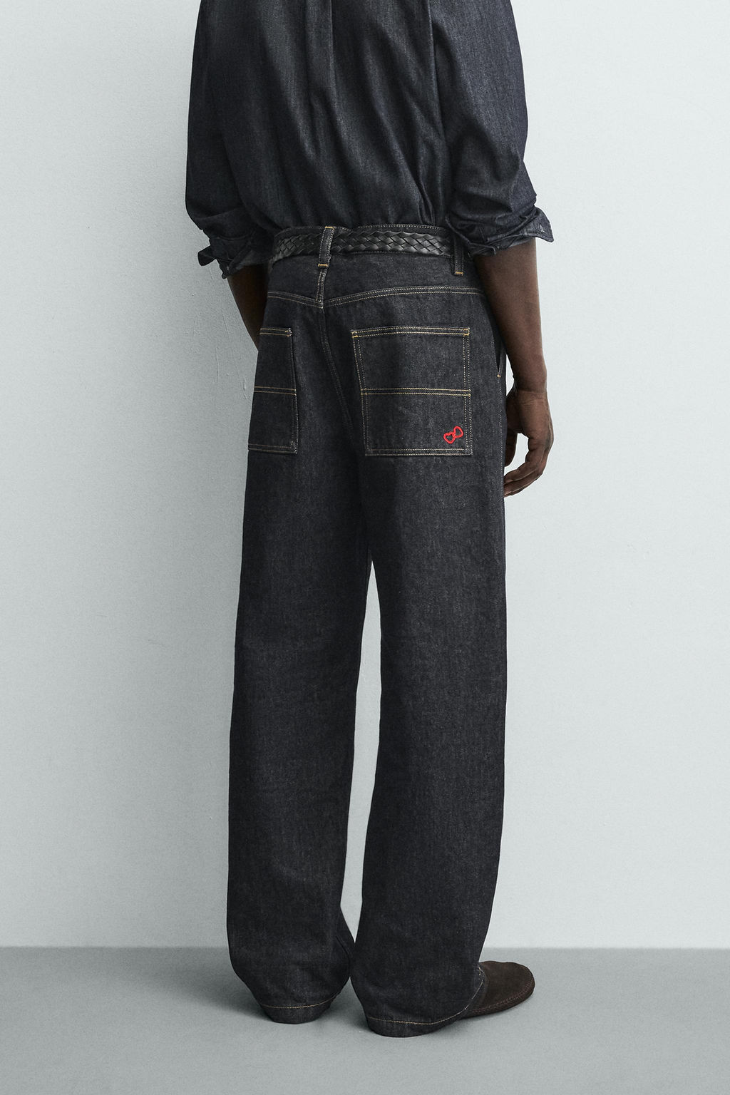 EMBROIDERED HEART DENIM CHINO TROUSERS - Zara фото 26
