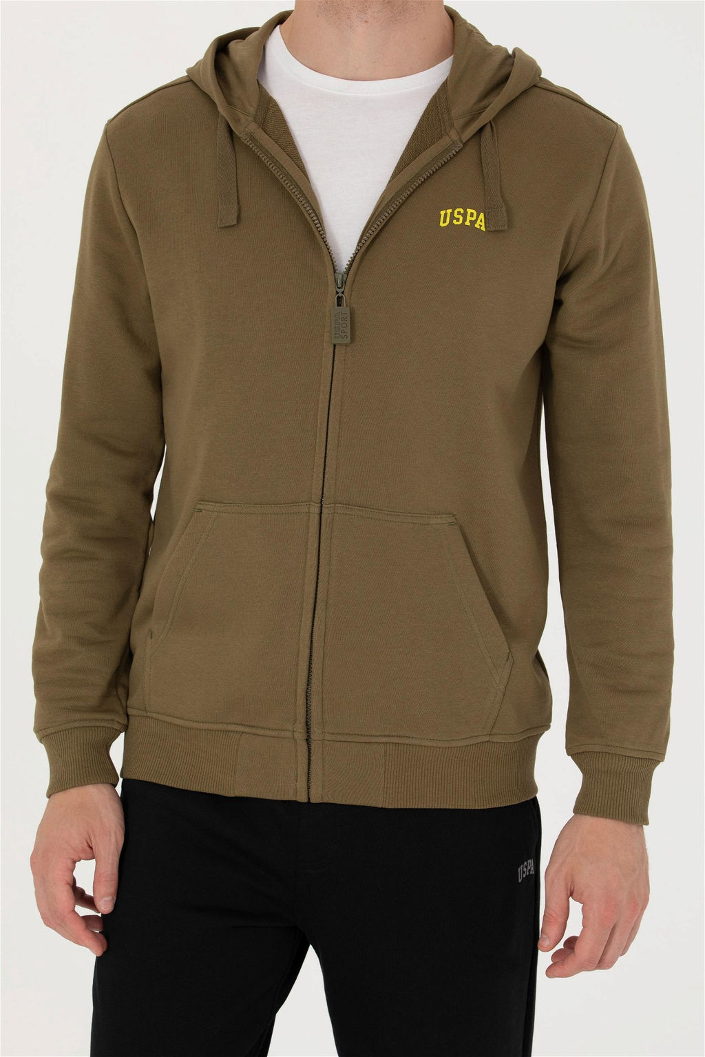 U. S. Polo Assn Мужской вязаный кардиган цвета хаки с капюшоном - U.s. polo assn фото 6