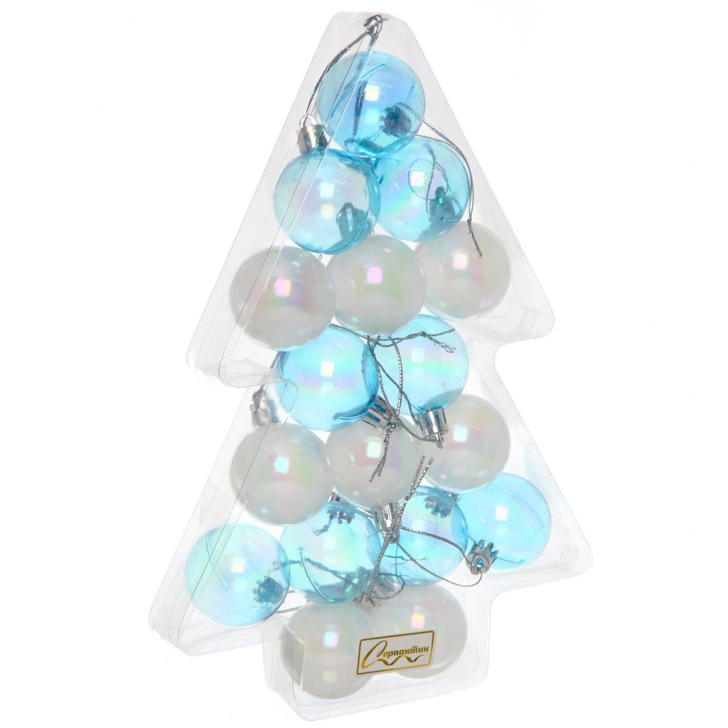 Набор украшений "Легенды зимы" 4 см (набор 17 шт), Белый, голубой