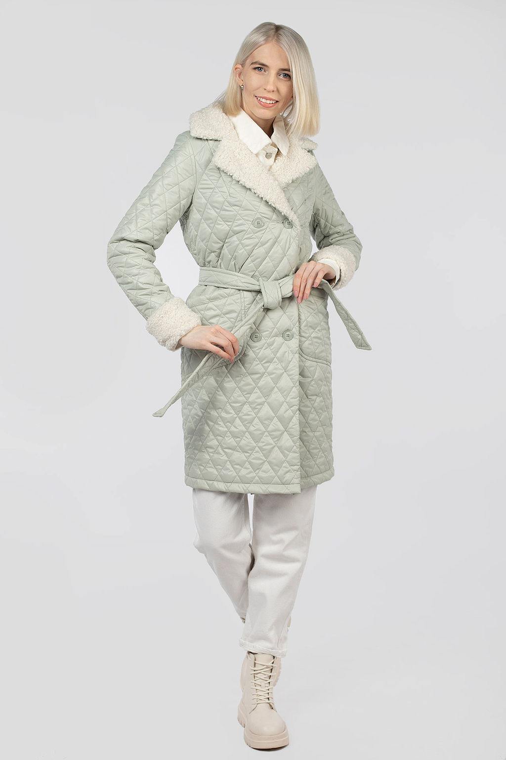 01-11528 Пальто женское демисезонное (пояс) - El podio фото 2