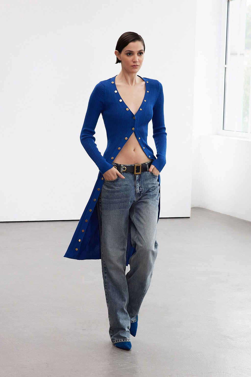 TRENDYOLMILLA Limited Edition Saks Triko Bodycone Elbise TWOAW25EL00232  фото 2