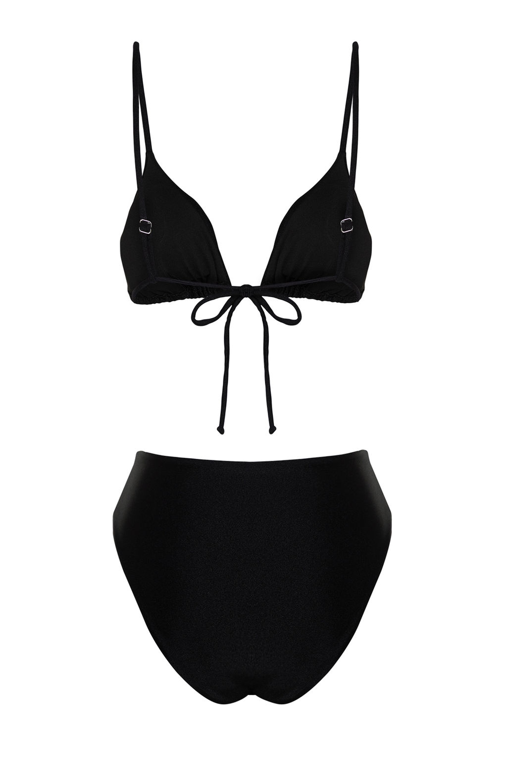 Siyah Ucgen Yuksek Bel High Leg Regular Bikini Tak?m? TBESS24BT00034