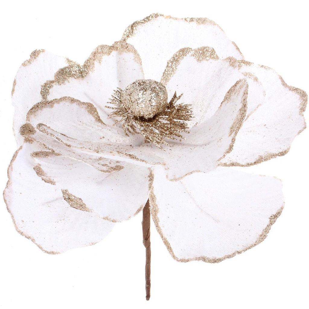 Цена за 2 шт. Украшение новогоднее "Пуансеттия - Нежное прикосновение" 17 см, Белый