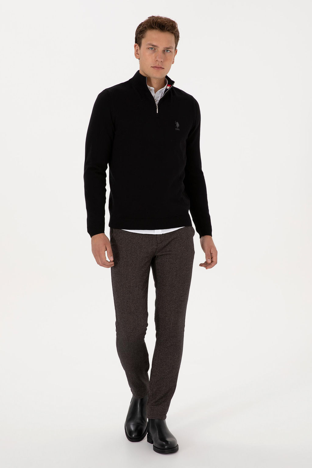 Erkek Koyu Kahverengi Slim Fit Kanvas / Chino Pantolon - U.s. polo assn фото 3