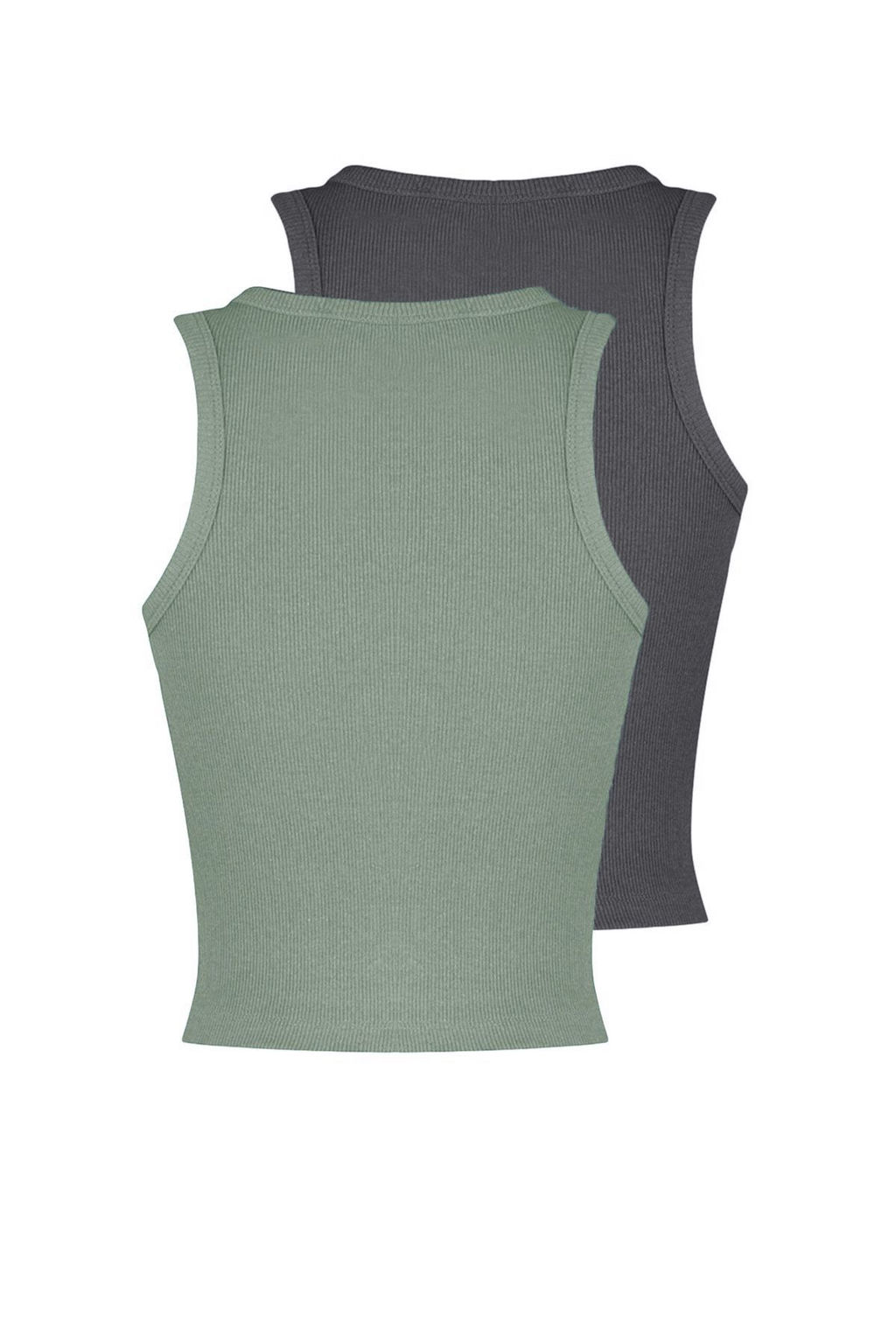 Antrasit-Mint 2li Paket Vucuda Oturan Crop Halter Yaka Fitilli Esnek Orme Atlet TWOSS21AL0058