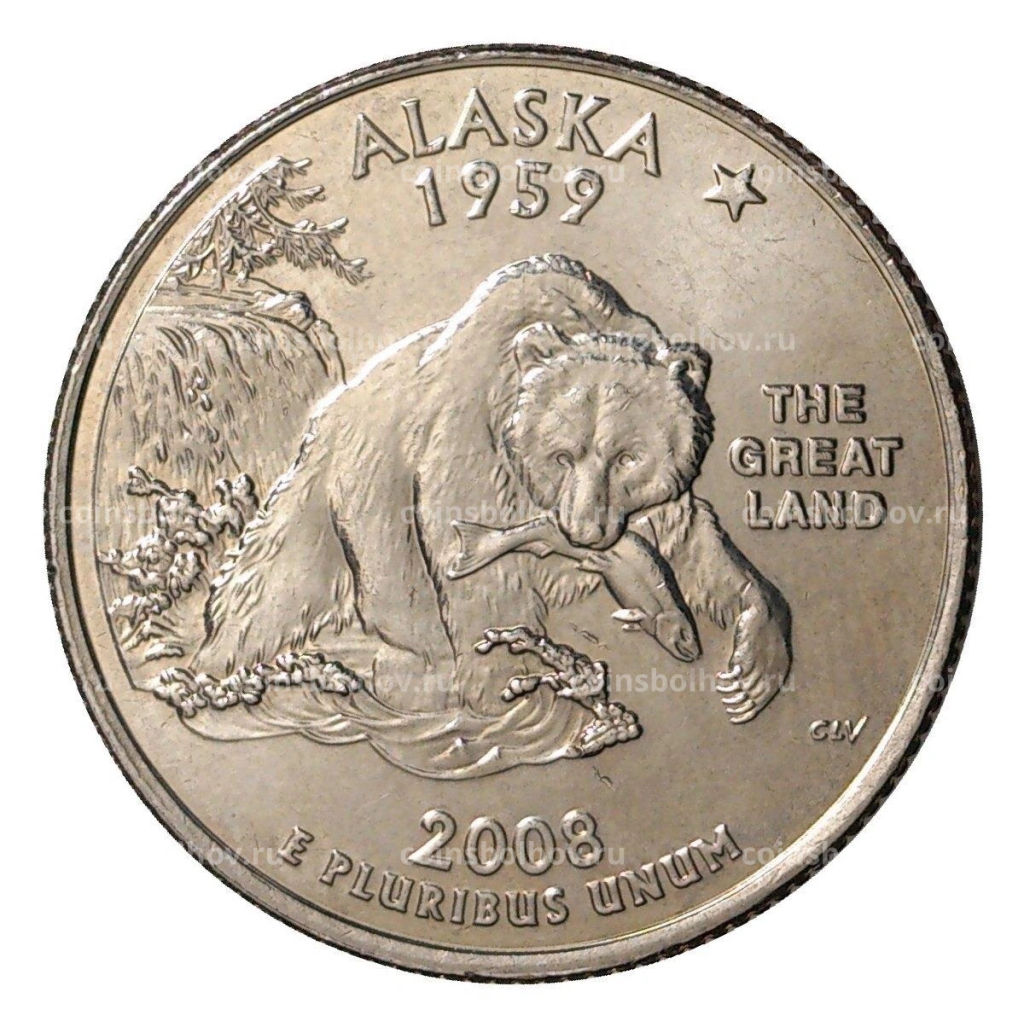25 центов (1/4 доллара) 2008 года Р США Штаты и территории  Аляска