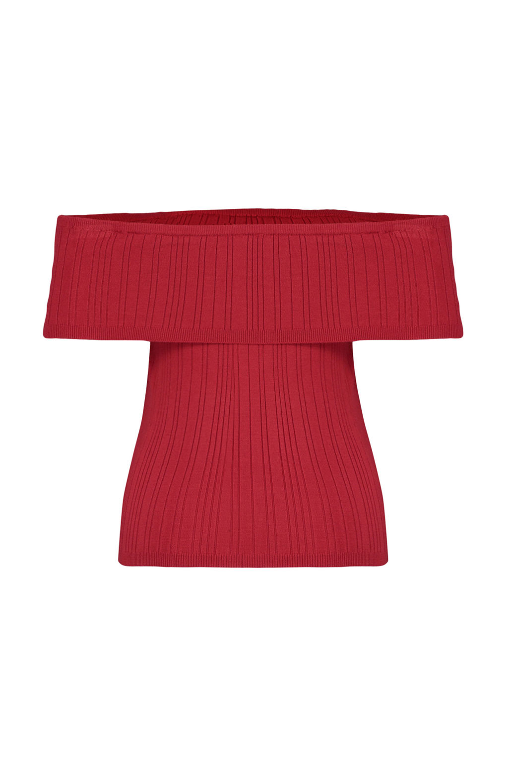 K?rm?z? Premium Iplik/Ozel Iplik Carmen Yaka Triko Ince Bluz TWOSS24BZ00511